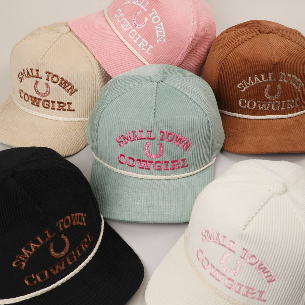 SMALL TOWN COWGIRL Corduroy Rope Trucker Hat