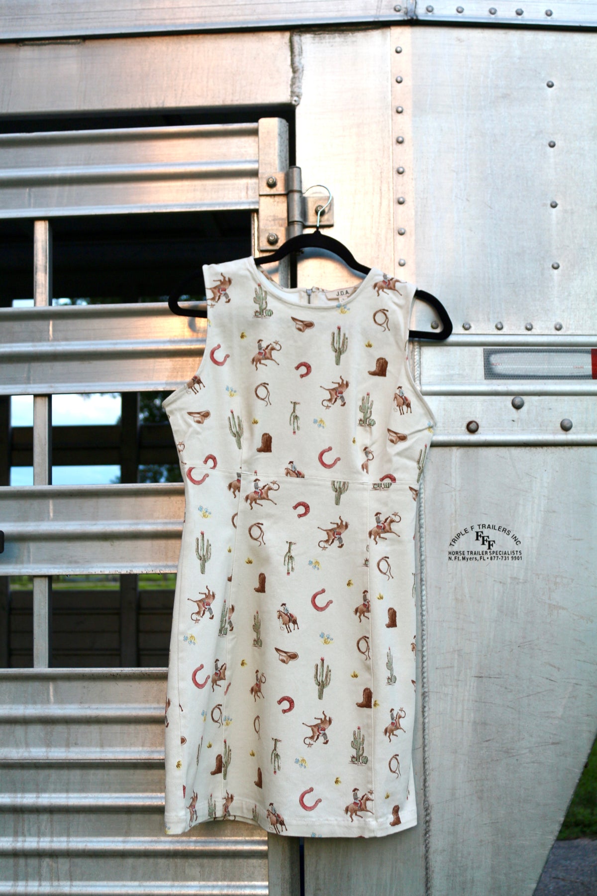 THE GRACIE WESTERN PRINT SLEEVELESS DENIM MINI DRESS