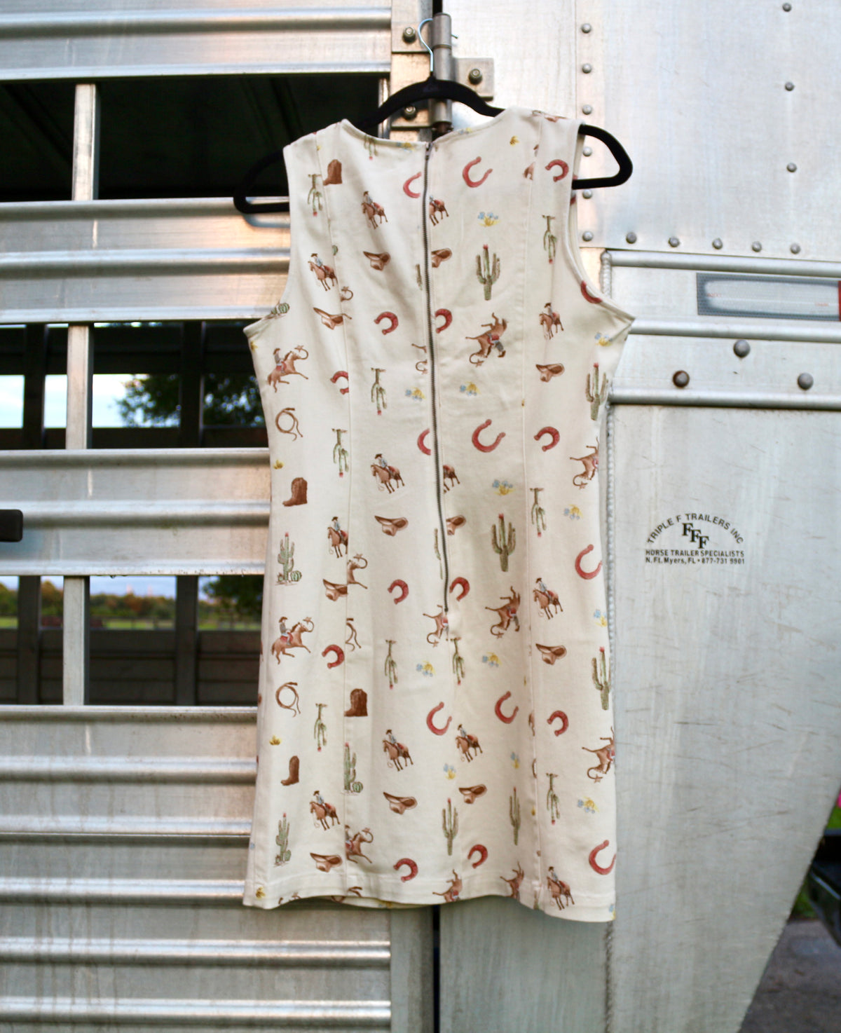 THE GRACIE WESTERN PRINT SLEEVELESS DENIM MINI DRESS