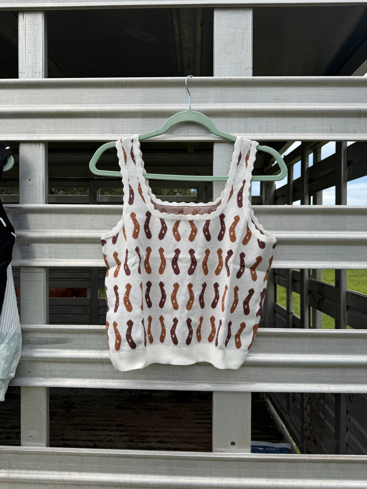 The Whiskey Scallop Trim Sweater Tank
