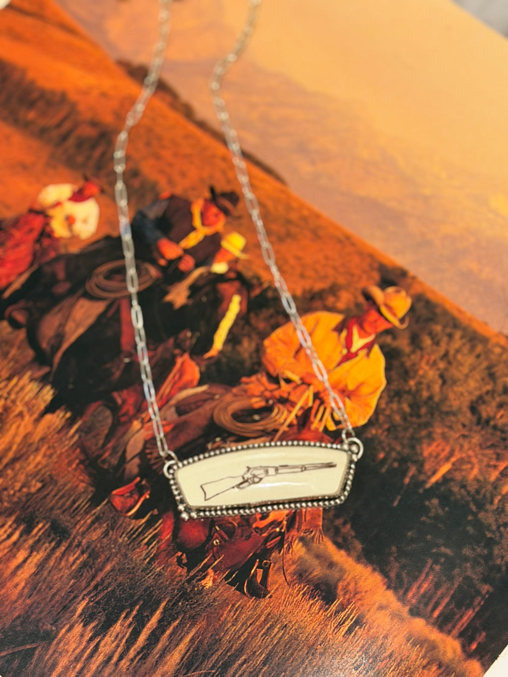 Nonnative sterling silver rifle necklace